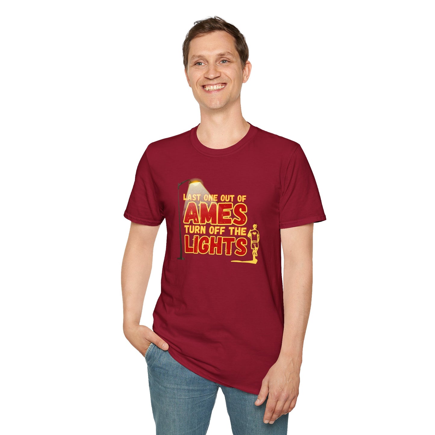 Last One Out of Ames, Turn Off the Lights - Unisex Softstyle T-Shirt