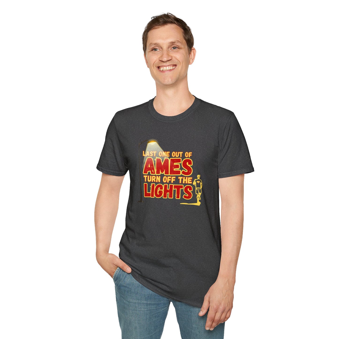 Last One Out of Ames, Turn Off the Lights - Unisex Softstyle T-Shirt