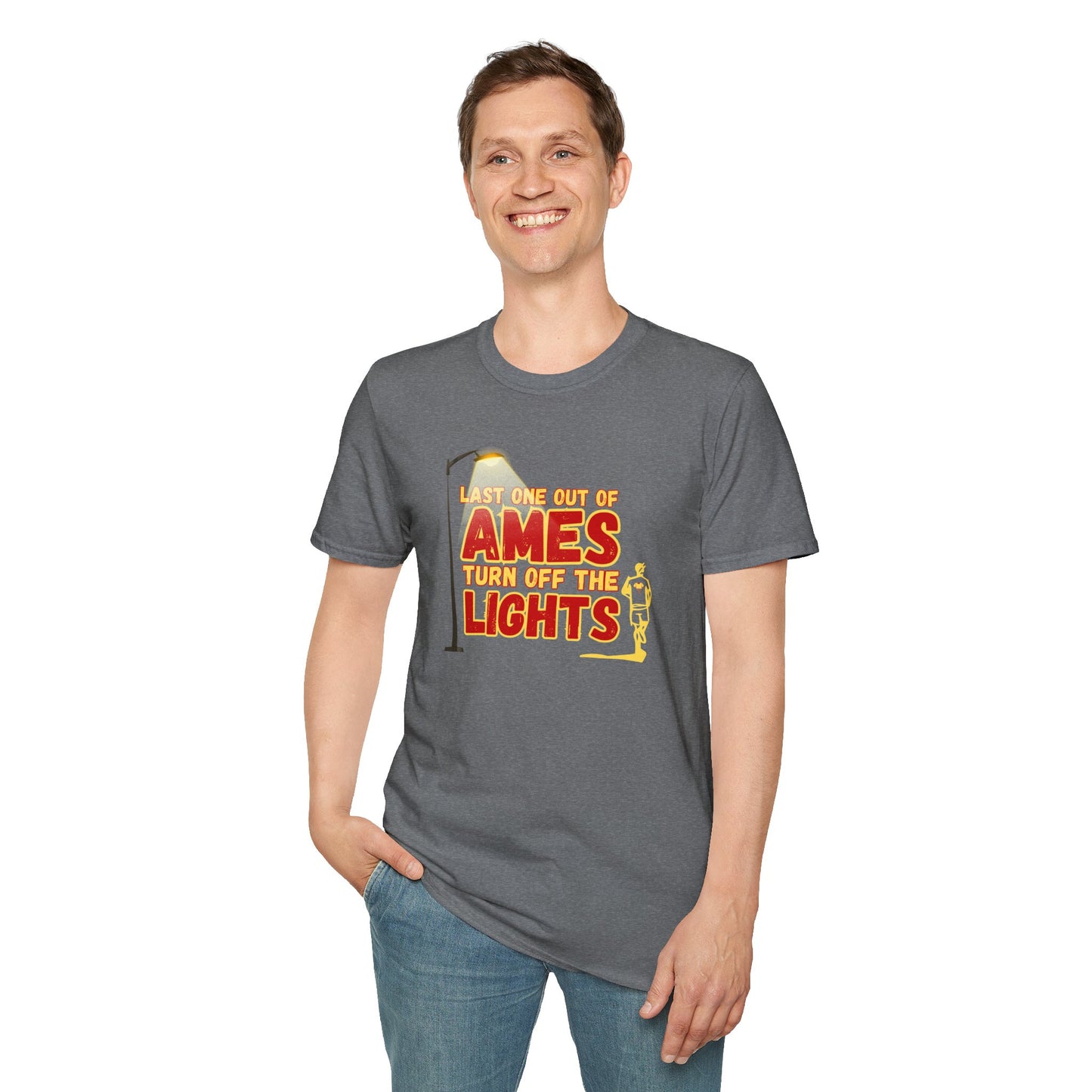 Last One Out of Ames, Turn Off the Lights - Unisex Softstyle T-Shirt