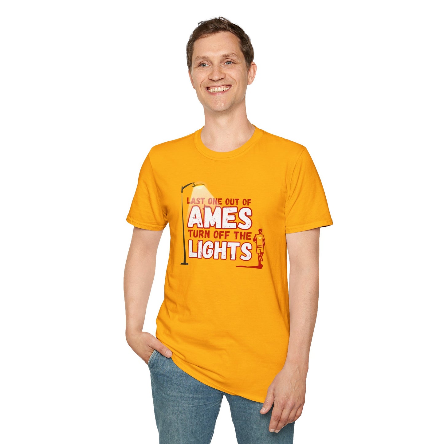 Last One Out of Ames, Turn Off the Lights - Unisex Softstyle T-Shirt